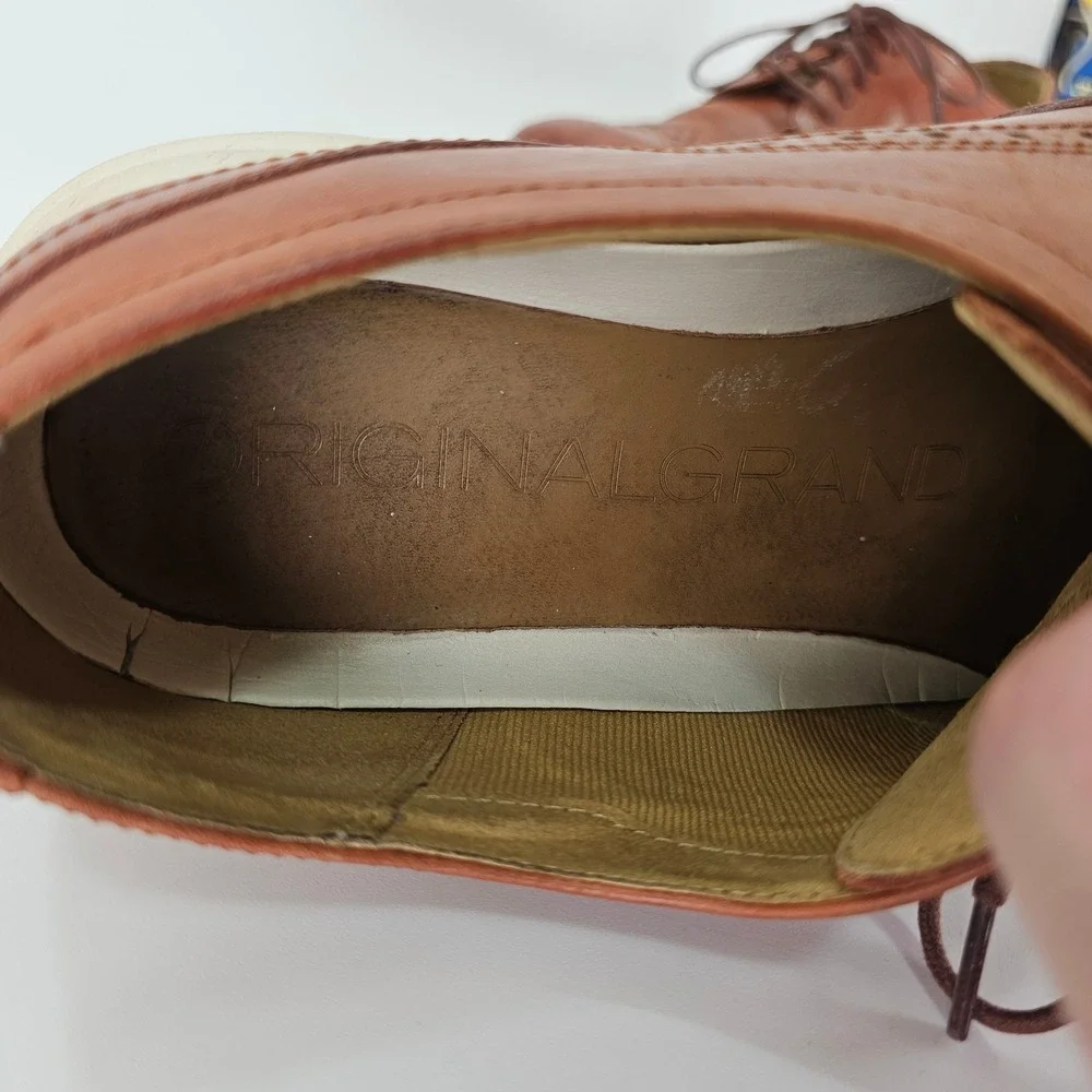 Cole Haan Original Grand Mens Wingtip Oxford Shoes British Tan‎ Leather 9.5